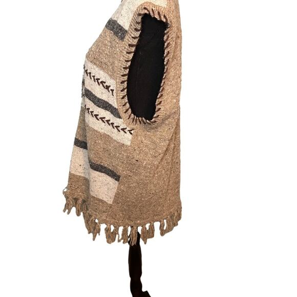 Vintage Westbound Wool Blend Brown Tan Tasseled Sweater Vest  Boho Western Charm - Picture 2 of 8